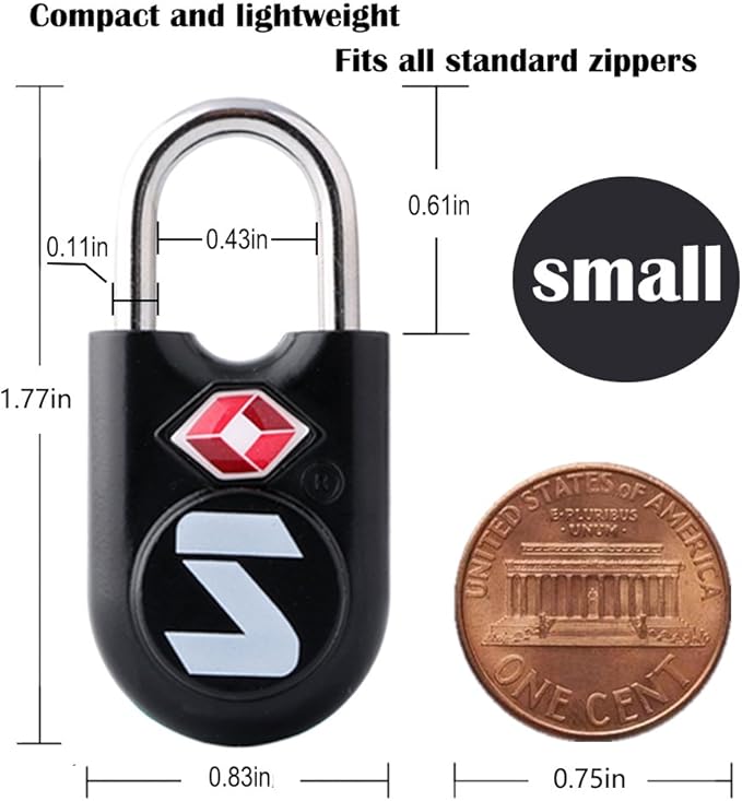 SURE LOCK Mini TSA Approved Keyed Luggage Lock – One Key Opens All, Fits Tight Zipper Gaps & Small Pull Holes, Compact Travel Lock for Suitcases, Backpacks & Handbags