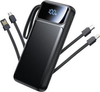 Power Bank, Portable Charger with Built in Cable 22.5W Fast Charging Battery Pack 10000mAh Slim 6 Outputs 3 Inputs LED Display Phone Charger for iPhone Samsung Pixel Moto iPad Travel Essential Gift
