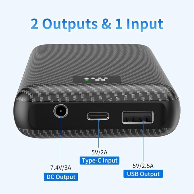 30000mAh Heated Vest Battery Pack 7.4V/5V, Heating Vest Portable Charger with DC and USB Output Ports, Power Bank for Heated Jacket, LED Display Battery Pack for Heated Vest