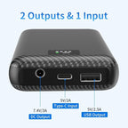 30000mAh Heated Vest Battery Pack 7.4V/5V, Heating Vest Portable Charger with DC and USB Output Ports, Power Bank for Heated Jacket, LED Display Battery Pack for Heated Vest