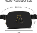 Gitus Belt Bag Fanny Pack Crossbody Bags with Initial Letter Patch Gifts for Wife Older Women Mother Coworker Bridesmaid Anniversary Travel Gifts Beach Gifts (Black-A)