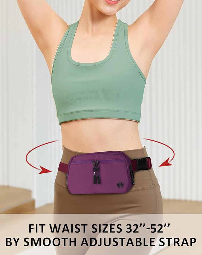 Fanny Pack Crossbody bags for Women Men, 2L Everywhere Belt Bag, Fashion Waist Packs, 5-Zipper Pockets Waist Bag with Adjustable Strap