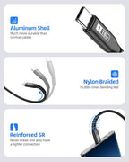 SUNGUY USB C Cable 1.5FT [3Pack] 3A USB to USB C Cable Fast Charging Data Sync Braided Compatible with iPhone 16 15 Pro/Pro Max/Plus, Samsung Galaxy S23/S22/S21, Note10/9, USB C Devices, Black
