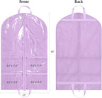 KEEGH Clear Garment Bags for Dance Costumes 40 inch Dance Garment Bags for Dancers Hanging Clothes for Closet Storage, with 4 Zipper Pockets for Competitions, Ballet, Theatre, 6 Pack, Purple