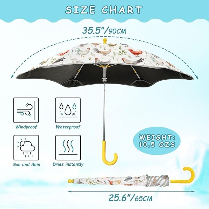 ALAZA Kids Umbrella Stick Umbrellas Cute Umbrella for Boys Girls Toddler UV/Sun Rain Windproof