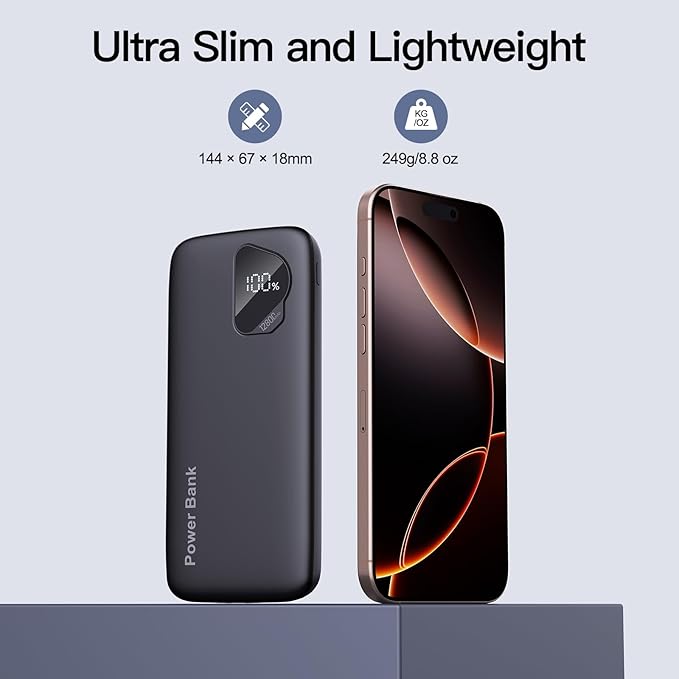 2026 2-Pack 10000mAh Portable Charger with Built in Cables, Travel Essential Battery Pack, 4 Outputs 2 Inputs Slim Power Bank with Cord Wires for iPhone 17/16/15/14, Samsung Galaxy S23/22, Pixel etc