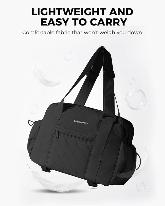 Small Gym Bag for Women - Puffer Duffle Weekender Work Duffel Carry on Overnight Nurse Dance Yoga Workout Tote Bag with Yoga Mat Holder Wet Compartment Coin Purse BPA-Free