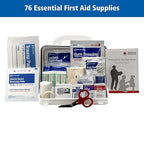 First Aid Only 91322 ANSI A 2021 and OSHA Compliant First Aid Kit, 10-Person Emergency First Aid Kit for Business, Home, Car, and Worksites, 76 Pieces