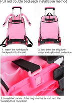 6 Backpack Trolley Foldable Cart with Telescopic Handle Luggage Travel Hand for School Bags Foldable with