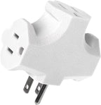 Projectpak 3 Outlet T Shaped Wall Plug Grounding Adapter Splitter Extender – Durable Grounded Power Tap | 3 Pack (White)
