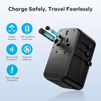 MOMAX 5-in-1 Universal Travel Adapter, GaN 140W International Power Adapter, 3 USB-C PD Fast Charging & 1 USB-A QC, 1 AC, All-in-one International Plug Adapter for Travel European UK AUS JP
