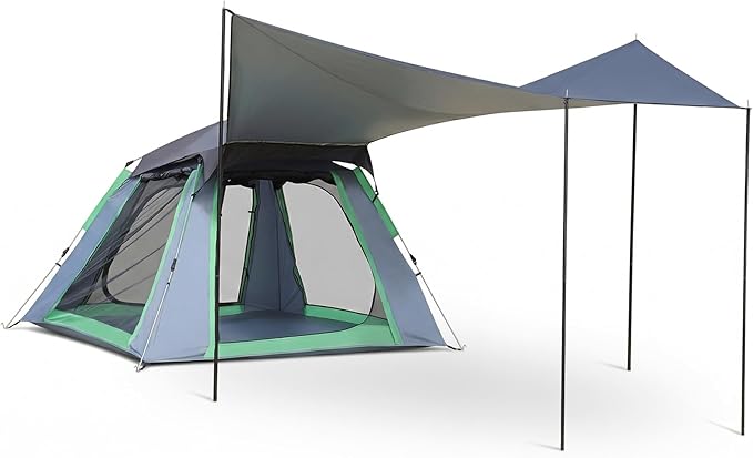 Golabs Pop Up Camping Tent for 2/3/4 Person, 1-Min Setup by Pre-Attached Pole, 4 Side Mesh& Door for View/Airflow, CT2 Instant Canopy Tent with PU1500mm Waterproof, for Outdoor/Camping/Music Festivals