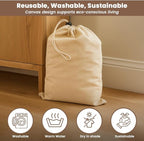 LFH Cotton Shoe Storage Bags with Drawstring, Dustproof Breathable Reusable Organizer, Perfect For Travel, Dorm, Hotel, College, Gym, Easy to Carry, Machine Washable 8"x17" (Pack of 6) - Natural