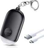 Safesound Personal Alarm Siren Song 1-Pack - 130dB Self Defense Alarm Keychain with Emergency LED Flashlight - Security Personal Protection Devices for Women Girls Kids and Elderly （Black）
