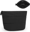 Relavel Mini Makeup Bag, Smaller Cosmetic Pouch for Women, Portable Traveling Car Bag for Essentials with Compartments, Cute Toiletry Bag Organizer, Black