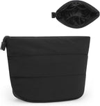 Relavel Mini Makeup Bag, Smaller Cosmetic Pouch for Women, Portable Traveling Car Bag for Essentials with Compartments, Cute Toiletry Bag Organizer, Black
