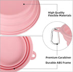 Kytely Collapsible Dog Bowls X-Large (1500ml), 2 Pack Foldable Travel Bowls, Portable Dog Water Food Bowl with Clasp, Pet Feeding Cup Dish for Traveling, Walking, Hiking (Pink+Grey)