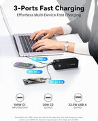 27000mAh 120W Fast Charging Power Bank, High Capacity 3-Port Laptop Portable Charger with Smart Display, Compatible with iPhone 16/15/14, Vision Pro, Samsung, MacBook & More