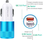 FiveBox Fast Car Charger, Quick 5.4A/30W Dual USB, QC 3.0 & 2.4A, Compatible Samsung Galaxy S23 S22 S21 S20 S10 S9 S8 Note, iPhone, Blue, Minimalist Style