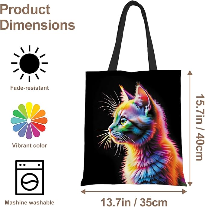 ANNA QUEEN Cat Tote Bag Shoulder Bag Handle Bag for Gym Yoga Picnic Beach Kitchen Reusable