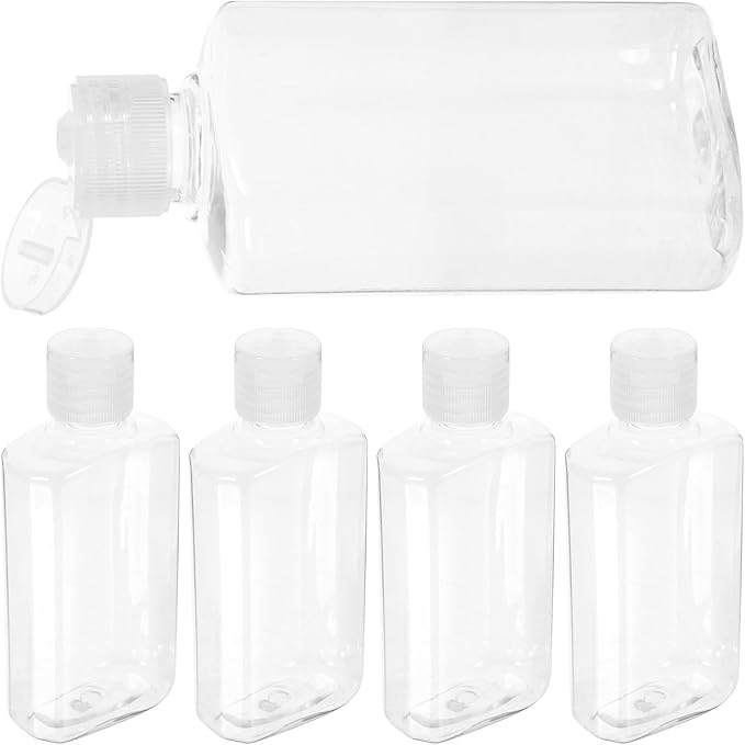 SAFIGLE 5pcs 100ml Travel Squeeze Bottles with Flip Cap, Refillable Empty Plastic Lotion and Shampoo Containers for Portable Toiletries