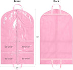 KEEGH Clear Garment Bags for Dance Costumes 40 inch Dance Garment Bags for Dancers Hanging Clothes for Closet Storage, with 4 Zipper Pockets for Dance Competitions, Ballet, Theatre, 6 Pack, Pink