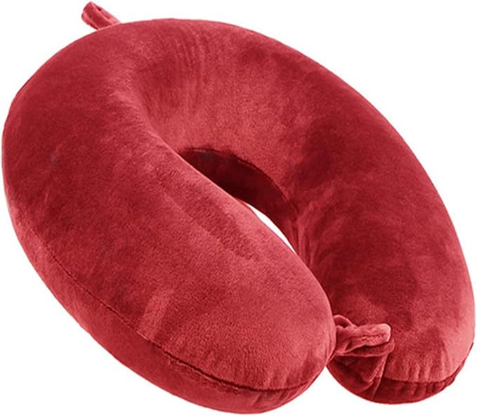 GDEOUP Travel Pillow - Memory Foam Neck Pillow Support Pillow,Luxury Compact & Lightweight Quick Pack for Camping,Sleeping Rest Cushion (Red)