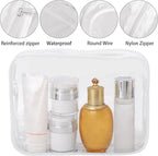 Tbestmax 10 Pack Clear Cosmetic Bags Makeup Bags Portable Waterproof TSA Approved Travel Toiletry Bags Large Organizer White, 9.8" x 7.1" x 2.4"
