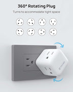 TROND Multi Wall Outlet Extender - Sideways Plug Adapter with 3 Electrical Sockets, 360 Rotating Plug to Turn the Horizontal to Vertical Outlet for Plugging Air Freshener, Cat Calming, Night Light