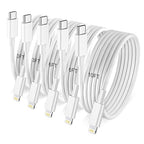 5Pack(3/3/6/6/10FT) USB C to Lightning Cable [Apple MFi Certified] iPhone Fast Charger Power Delivery Type C Charging Cord Compatible with iPhone 14 13 12 11 Pro Max X XS XR 8 7 6s Plus SE iPad,White
