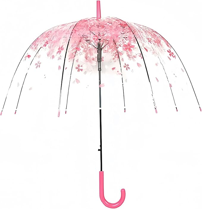 Clear Bubble Umbrella - Automatic Opening Clear Dome Umbrella with the Stylish J-Shaped Handle for Men and Women, Wedding, Outings and Large Group Gatherings, Graduations, Proms, or Daily City Walks