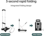 Folding Hand Truck,200lbs 4 Wheel Cart Collapsible Luggage Rolling Cart Enhanced Stability Easy Moving for Home Office Travel Shopping