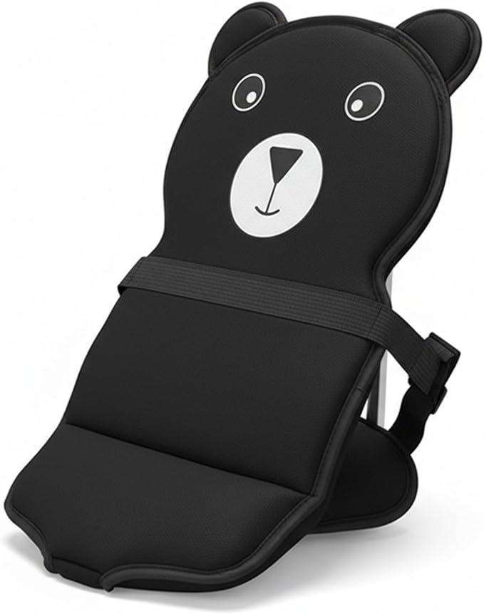Cartoon Bear Kids Suitcase Seat with Safety Strap, Toddler Travel Essential, Luggage Seat for Family Travel, Comfortable Ride for Kids, Black