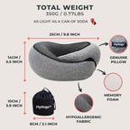 FlyHugz® Neck Travel Pillow Memory Foam Neck Pillow for Comfort on Airplane Compact and Ergonomic Design for Travel, Car Rides, and Home Use Ideal for Adults and Kids.