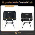 MOON LENCE High Back Folding Camping Chairs, Height-Adjustable, Widened Seat, for Beach with Anti-Sinking Feet (Onyx-Plus)
