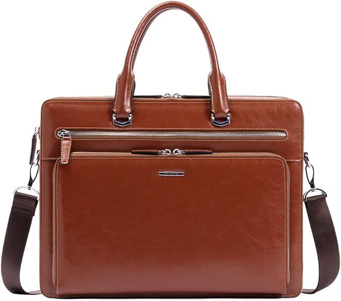BOSTANTEN Briefcases for Men Messenger Bag Genuine Leather Laptop Bag 15.6 inch Office Work Tote for Buisness Travel