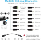 Universal Power Supply 3V~24V 6A 144W Adjustable Variable 3V 5V 9V 12V 18V 20V 24V AC/DC Adapter Charger, 100V-240V AC to DC Converter with 14 Tips, Polarity Converter and 4-Way Power Splitter Cable