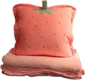 Fruit Throw Blanket and Pillow Set, Travel Blanket Compact Convenient Bed Throw Pillows with Airplane and Car Suitable for Office Nap Time (F, 67in x 39in)
