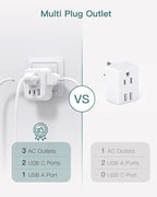 US to UK Plug Adapter 3 Pack, Addtam Type G Travel Plug with 3 Outlets 3 USB Ports(2 USB C), UK Power Adaptor for USA to England London British Ireland Scotland Dubai Hong Kong Kenya