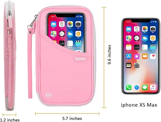 defway Passport Holder Travel Wallet - Family Passport Holder of 4, RFID Blocking Passport Wallet for Men Women, Travel Essentials for Flying (Pink)