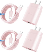 Super Fast Charger Type C, 25W USB C Wall Charger Fast Charging for Samsung Galaxy S26 Ultra/S26/S26+/S25 Ultra/S25/24 Ultra/S24/S23 Ultra/S22 Ultra with 6.6FT Long Android Type C Charger Cable 2Pack