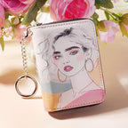 FurArt Zipper Wallet Women, RFID Blocking Credit Card Wallet, Business Card Holder, Compact Size KeyChain Wallet