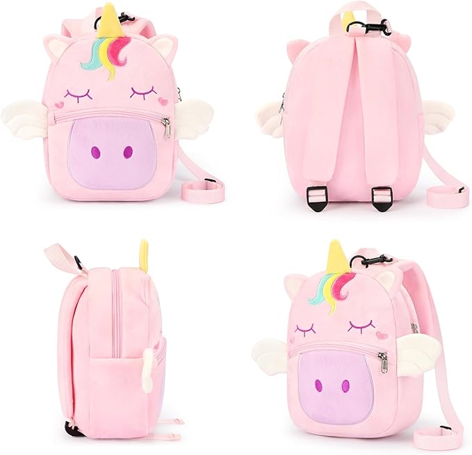 mibasies Toddler Backpacks for Girls 2-4: Plush Backpack -3D Animal Cartoon Mini Travel Bag -10 inch Toddler Backpack Leash