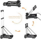 Hivexagon Folding Luggage Cart 88lbs Load Capacity Compact Lightweight and Durable Aluminum Alloy Travel Trolley for Luggage, Personal, Travel, Moving and Office Use