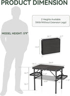Titanker Folding Camping Table Small 2ft, Small Camp Table Portable with 50% Extra Space, Folding Picnic Set, Portable Beach Table, Car Camping Essentials, Aluminum Light & Solid