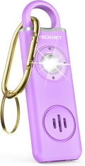 TECKNET Rechargeable Personal Safety Alarm for Women, 130dB Self Defense Keychain Alarm with SOS Strobe Light, Low Battery Notice, Loud Siren Safety Keychain for Girls Kids Elderly - Purple