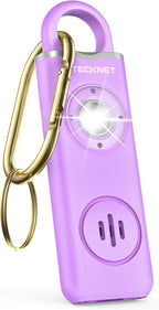 TECKNET Rechargeable Personal Safety Alarm for Women, 130dB Self Defense Keychain Alarm with SOS Strobe Light, Low Battery Notice, Loud Siren Safety Keychain for Girls Kids Elderly - Purple