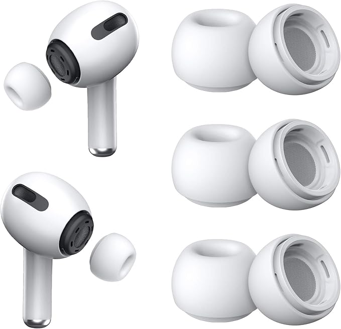 [3 Pairs] Replacement Ear Tips for Airpods Pro and Airpods Pro 2nd Generation with Noise Reduction Hole, Silicone Ear Tips for Airpods Pro with Portable Storage Box and Fit in The Charging Case(Small)