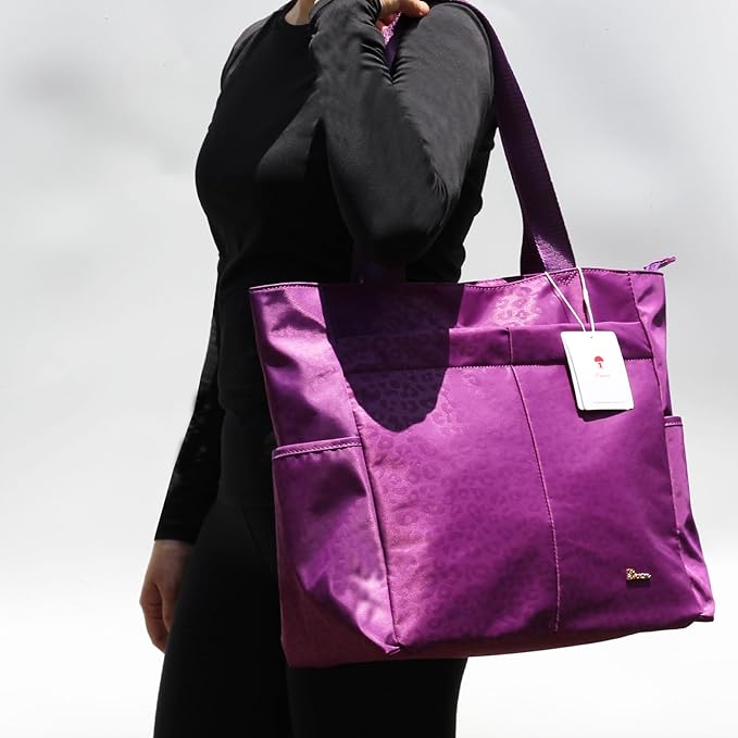 ESVAN Original Floral Tote Bag Large Shoulder Bag with Multi Pockets for Gym Travel Beach Daily Bags