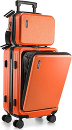 22 Inch Carry On Luggage 22x14x9 Airline Approved, Carry On Suitcase with Wheels, Hard-shell Carry-on Luggage, Orange Small Suitcase, Hardside Luggage Carry On with Cosmetic Carry On Bag